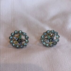 Vintage order of the eastern  Star Earrings with rhinestones